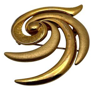 Vintage 80s Tona Modernist Brooch Pendant Swirl Signed Versatile Granny